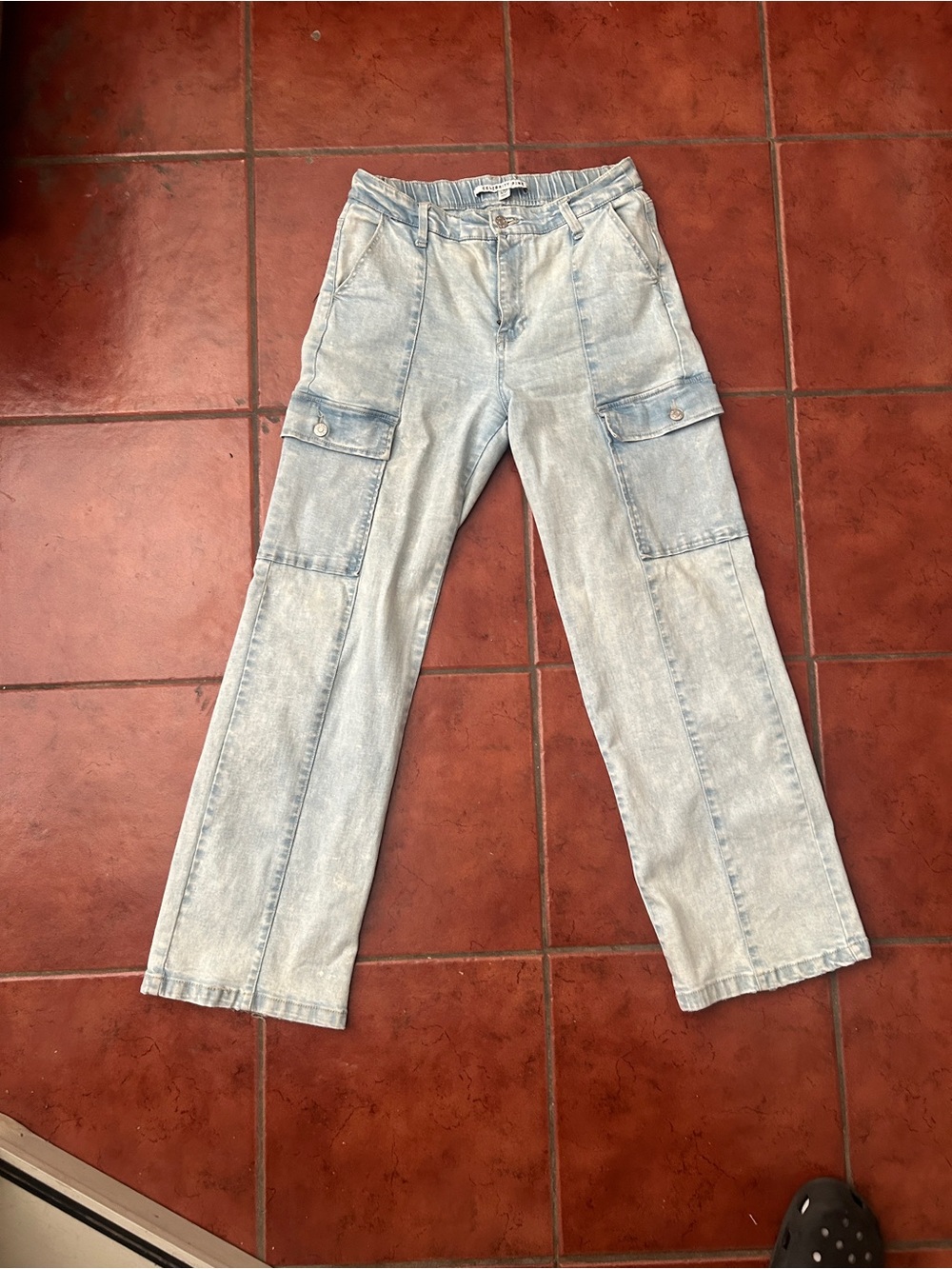 Celebrity Pink Light Blue Cargo Jeans - Relaxed Fit